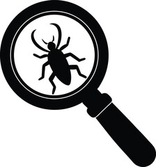 vector magnifying glass over insect on white 