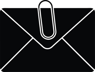 vector mail envelope with paperclip on white 