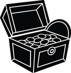 vector open treasure chest with gold coins 