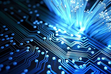 Abstract Circuit Board with Fiber Optic Cables