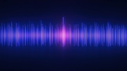 A colorful digital soundwave visualization with bright blue and pink lines on a dark background.