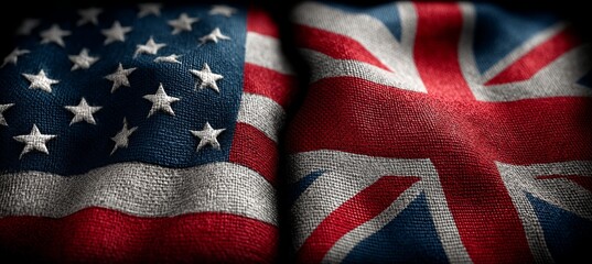 Obraz premium America and UK flag. Import export trading market. Politic diplomacy agreement. Generative AI technology.