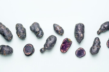 Concept of unusual vegetable - purple potato vegetable