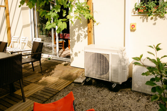 patio with mini split air conditioner  and heater / inverter  
