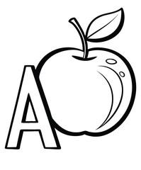 Vector Illustration of a Children’s Flash Card Alphabet A Coloring Book and Coloring Page – Fun and Educational ABC Learning Cards for Kids and Toddlers to Color and Learn