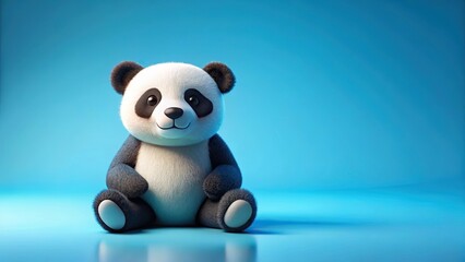 panda on blue background