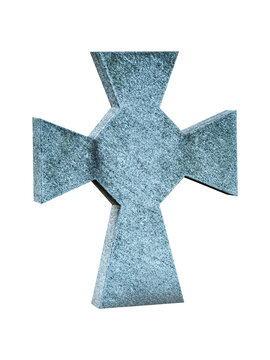 Tombstone in the form of a stone cross. Orthodox cross made of granite. Monument in the cemetery. Ukrainian Cossacks. Image for mockup. Insert photo into template. RNG format.