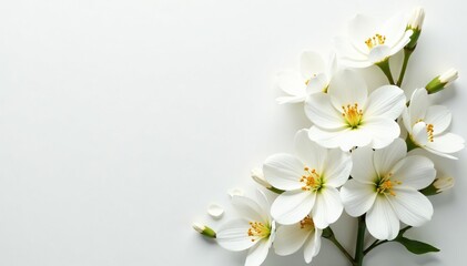 Fototapeta premium Elegant white floral arrangement on pure white background, purity, clean, white flowers