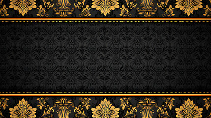 Elegant black and gold damask pattern background