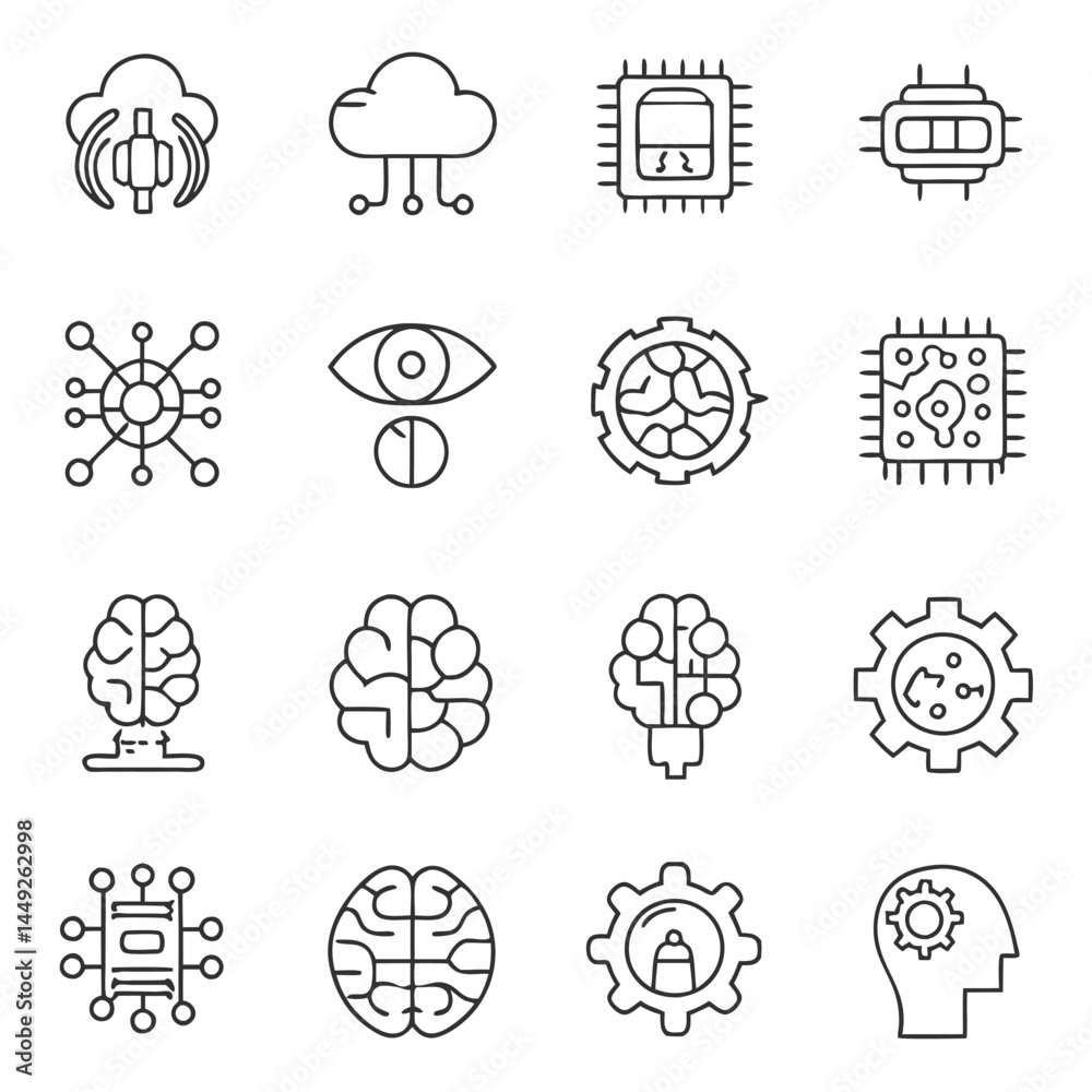 Aufkleber digital intelligence icons form a visual array