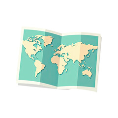 Folded World Map Illustration - Flat design