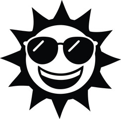 vector sun with sunglasses smiling on white 