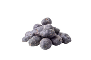 Concept of unusual vegetable - purple potato vegetable, isolated on white background