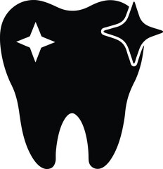 vector tooth with sparkles  clean tooth icon 