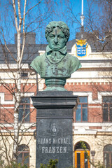 Fototapeta premium Bust of Swedish and Finnish poet Frans Michael Franzen 1772-1847. Oulu, Finland.