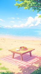 Beach Picnic Under a Sunny Sky: A Relaxing Summer Day