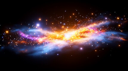 Obraz premium Vast Dark Galaxy with Clusters of Glowing Stars and Nebulae