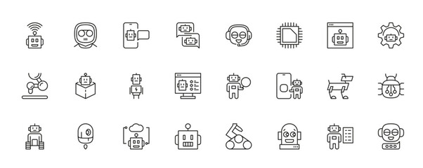Array of minimalist robot icons