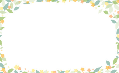 Simple Frame with Green Leaves and Yellow Flowers Full Border