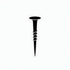Black screw with a sharp tip on a plain background for construction and DIY projects