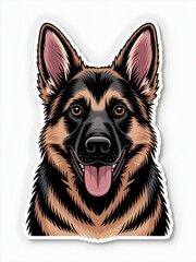 Happy German Shepherd Dog Breed Portrait Sticker Design