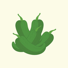Anaheim pepper vegetables flat design cartoon illustration