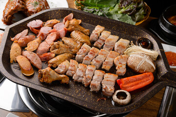 Barbecue on a grill pan
