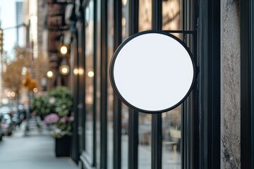 Blank Circular Sign on Building Facade