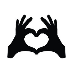 Obraz premium Black silhouette of two hands forming a heart shape