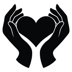 Obraz premium Black silhouette of two hands forming a heart shape