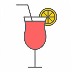 Minimalist Cocktail Glass Vector Design.