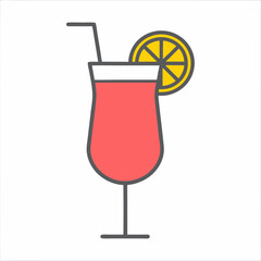 Minimalist Cocktail Glass Vector Design.