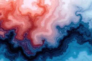Mesmerizing Ink in Water: Swirling Salmon & Pale Blue Patterns in Dreamlike Photography