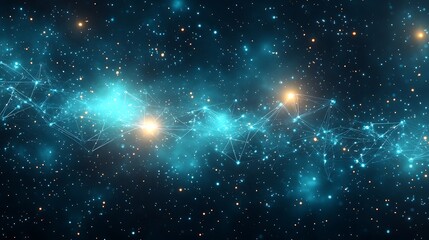 Naklejka premium Cosmic network with bright celestial stars