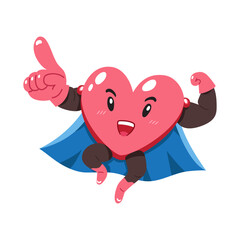 Superhero Heart Cartoon Character