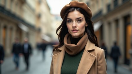 Fototapeta premium Stylish Woman Posing On City Street