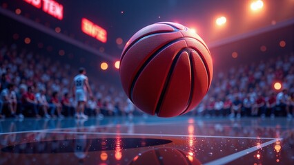 Basketball Floating Over Court Before Game