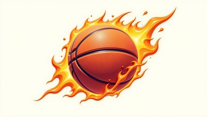Fototapeta premium Fiery Basketball Ball Illustration On White