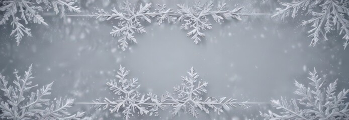 Obraz premium Intricate snowflake frame, varying sizes against soft snowy backdrop , intricate, graphic, backdrop