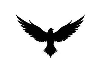 Obraz premium Black Silhouette of a Bird in Flight – Detailed Feathers and Graceful Symmetry Highlighting Elegance and Freedom