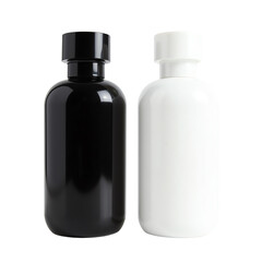 Stylish black and white drink bottles.