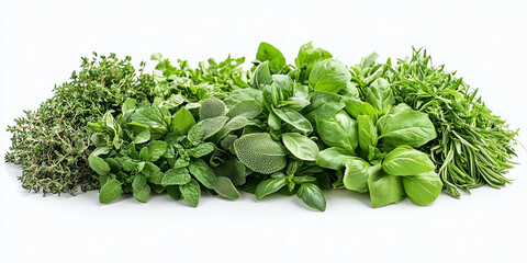 Naklejka premium Fresh Herbs Collection: Thyme, Oregano, Basil, Rosemary, Sage