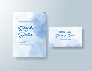 Wedding invitation with abstract splash watercolor