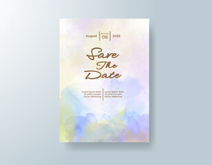 Wedding invitation with abstract splash watercolor