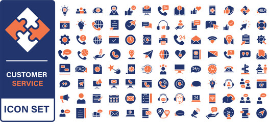 Customer service and support line icons collection. Big UI icon set in a flat design. Thin outline icons pack. Vector illustration