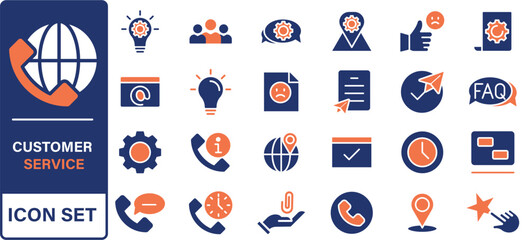 Customer service and support line icons collection. Big UI icon set in a flat design. Thin outline icons pack. Vector illustration