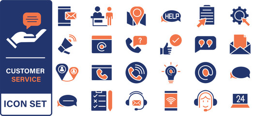 Customer service and support line icons collection. Big UI icon set in a flat design. Thin outline icons pack. Vector illustration