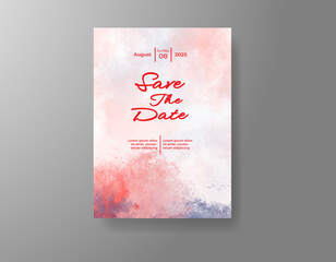 Wedding invitation with abstract splash watercolor