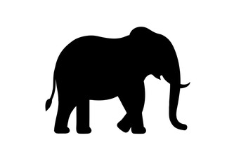 Fototapeta premium Silhouette of a Standing Elephant with Visible Tusks and Curved Trunk – Iconic Design Celebrating Wildlife and Cultural Symbolism