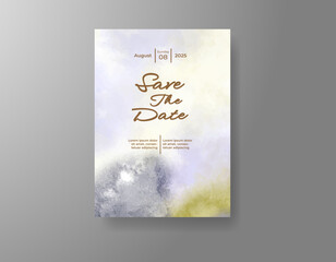 Wedding invitation with abstract splash watercolor